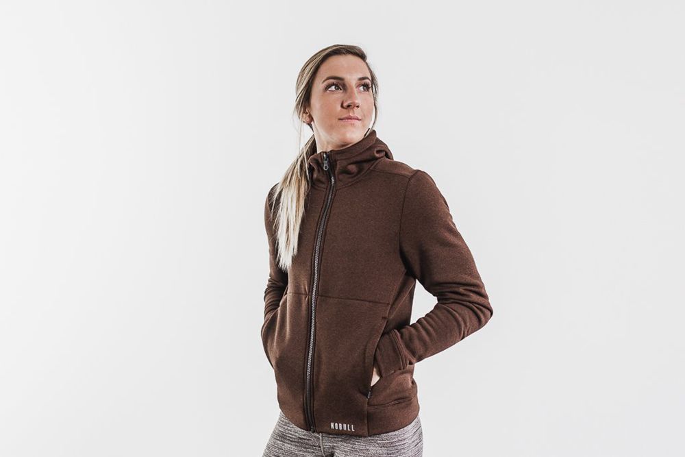 NOBULL Majica S Kapuljačom Ženske - Nobull Performance Zip-Up Smeđe (702956-XEG)